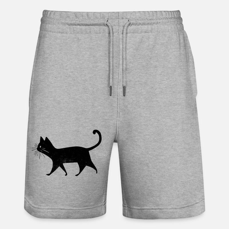 Chat noir élégant - Short de jogging bio TRAINER Stanley/Stella unisexe - gris chiné
