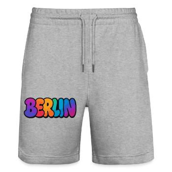 Berlin Graffiti Bunt - Stanley/Stella Unisex Bio Joggingshorts Trainer  - Grau meliert - Vorne - Nik (191cm) & Marisol (170cm)
