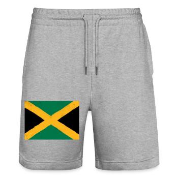 Flagge von Jamaika - Stanley/Stella Unisex Bio Joggingshorts Trainer  - Grau meliert - Vorne - Nik (191cm) & Marisol (170cm)