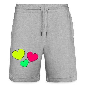MERCI. MAÎTRESSE. COEUR. MAÎTRE. MERCI MAÎTRESSE. - Short de jogging bio TRAINER Stanley/Stella unisexe - gris chiné - Devant - Nik (191cm) & Marisol (170cm)