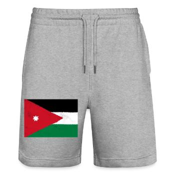Drapeau de la Jordanie - Short de jogging bio TRAINER Stanley/Stella unisexe - gris chiné - Devant - Nik (191cm) & Marisol (170cm)