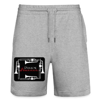 Posaune Kunst - Posaunist Bläser Posaunenchor - Stanley/Stella Unisex Bio Joggingshorts Trainer  - Grau meliert - Vorne - Nik (191cm) & Marisol (170cm)