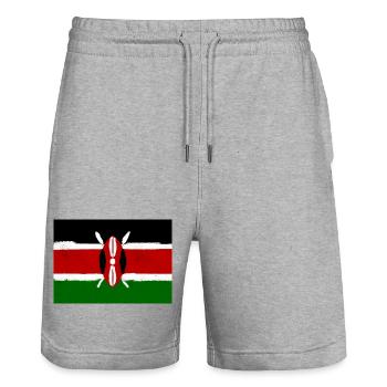 Drapeau du Kenya - Short de jogging bio TRAINER Stanley/Stella unisexe - gris chiné - Devant - Nik (191cm) & Marisol (170cm)