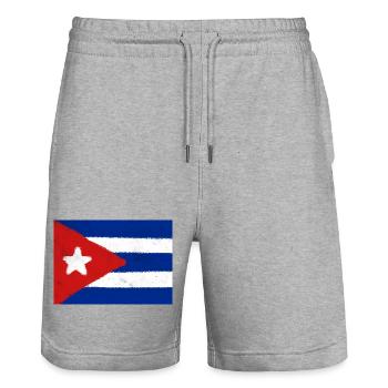 Drapeau de Cuba - Short de jogging bio TRAINER Stanley/Stella unisexe - gris chiné - Devant - Nik (191cm) & Marisol (170cm)