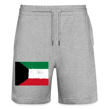Flagge von Kuwait - Stanley/Stella Unisex Bio Joggingshorts Trainer  - Grau meliert - Vorne - Nik (191cm) & Marisol (170cm)