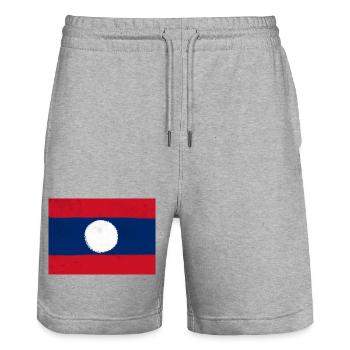 Drapeau du Laos - Short de jogging bio TRAINER Stanley/Stella unisexe - gris chiné - Devant - Nik (191cm) & Marisol (170cm)