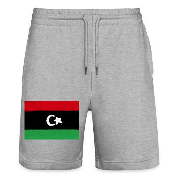 Flag of Libya - Stanley/Stella Trainer Unisex Organic Jogging Shorts - heather grey - Front - Nik (191cm) & Marisol (170cm)