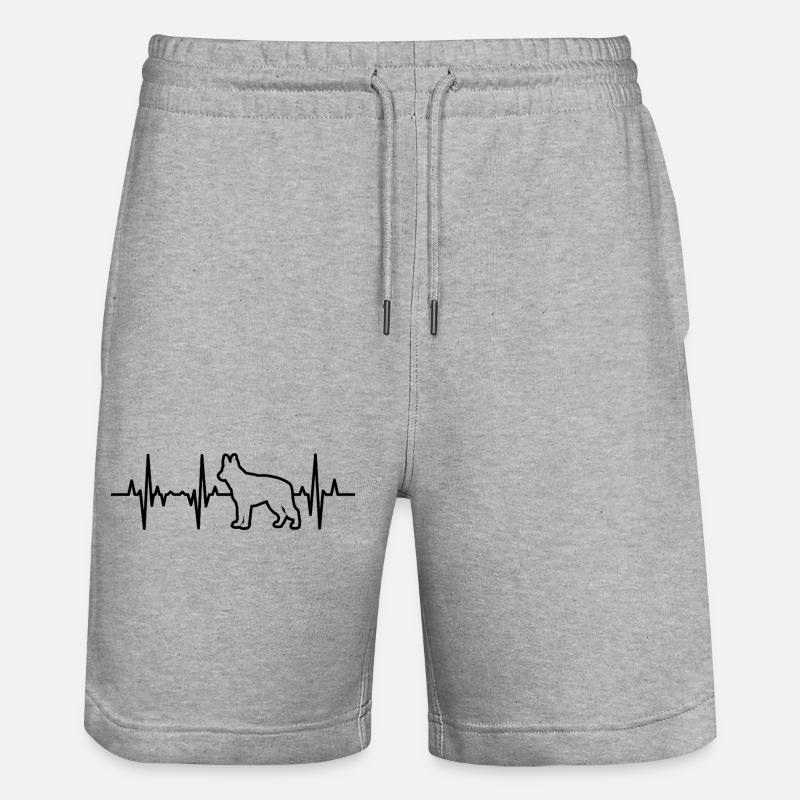 German Shepherd Pulse - Stanley/Stella Trainer Unisex Organic Jogging Shorts - heather grey