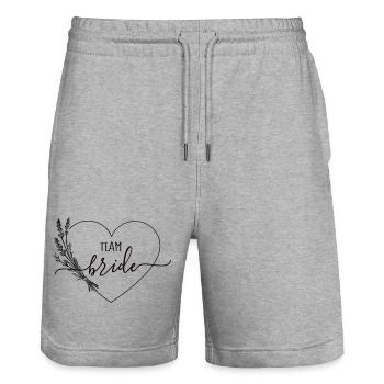 Équipe Bride Coeur Fleurs sauvages - Short de jogging bio TRAINER Stanley/Stella unisexe - gris chiné - Devant - Nik (191cm) & Marisol (170cm)