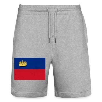 Flagge von Liechtenstein - Stanley/Stella Unisex Bio Joggingshorts Trainer  - Grau meliert - Vorne - Nik (191cm) & Marisol (170cm)