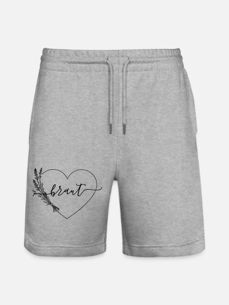 Team BrautHerz Wildblumen - Stanley/Stella Unisex Bio Joggingshorts Trainer - Grau meliert