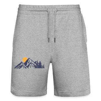 Mountain Sunset Nature Illustration - Stanley/Stella Trainer Unisex Organic Jogging Shorts - heather grey - Front - Nik (191cm) & Marisol (170cm)