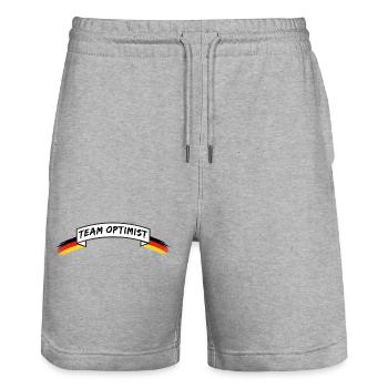 TEAM OPTIMIST Banderole Deutschland - Stanley/Stella Unisex Bio Joggingshorts Trainer  - Grau meliert - Vorne - Nik (191cm) & Marisol (170cm)