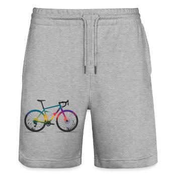 T-shirt Gravel Bike & Nature Line Art - Short de jogging bio TRAINER Stanley/Stella unisexe - gris chiné - Devant - Nik (191cm) & Marisol (170cm)