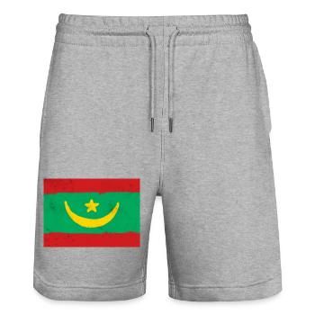 Drapeau de la Mauritanie - Short de jogging bio TRAINER Stanley/Stella unisexe - gris chiné - Devant - Nik (191cm) & Marisol (170cm)