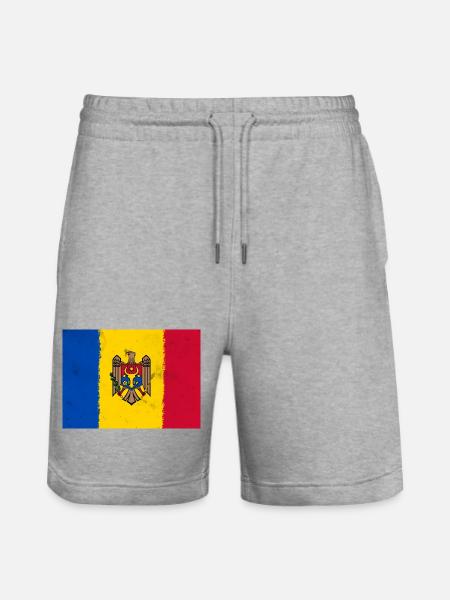 Flag of Moldova - Stanley/Stella Trainer Unisex Organic Jogging Shorts - heather grey
