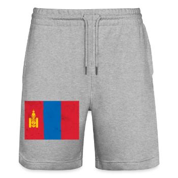 Drapeau de la Mongolie - Short de jogging bio TRAINER Stanley/Stella unisexe - gris chiné - Devant - Nik (191cm) & Marisol (170cm)