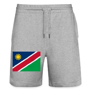 Drapeau de la Namibie - Short de jogging bio TRAINER Stanley/Stella unisexe - gris chiné - Devant - Nik (191cm) & Marisol (170cm)