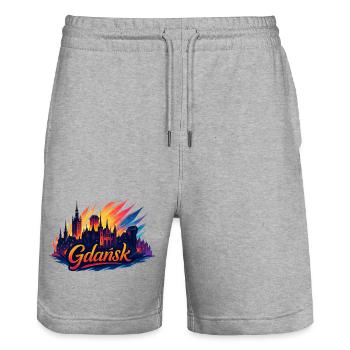 Gdansk Gdańsk City Poland Gift - Stanley/Stella Trainer Unisex Organic Jogging Shorts - heather grey - Front - Nik (191cm) & Marisol (170cm)