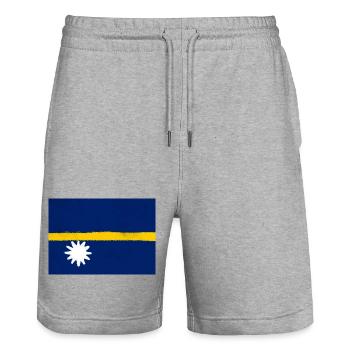 Flagge von Nauru - Stanley/Stella Unisex Bio Joggingshorts Trainer  - Grau meliert - Vorne - Nik (191cm) & Marisol (170cm)