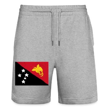 Flagge von Papua-Neuguinea - Stanley/Stella Unisex Bio Joggingshorts Trainer  - Grau meliert - Vorne - Nik (191cm) & Marisol (170cm)