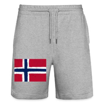 Flagge von Norwegen - Stanley/Stella Unisex Bio Joggingshorts Trainer  - Grau meliert - Vorne - Nik (191cm) & Marisol (170cm)