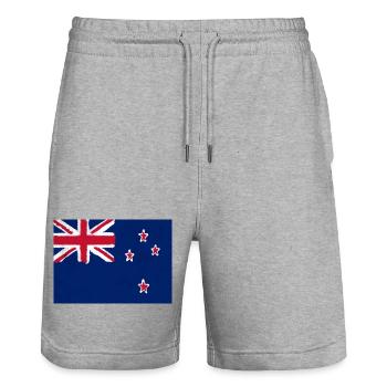 Flagge von Neuseeland - Stanley/Stella Unisex Bio Joggingshorts Trainer  - Grau meliert - Vorne - Nik (191cm) & Marisol (170cm)