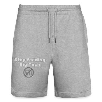Stop Feeding Big Tech - Privacy Protest Design - Stanley/Stella Trainer Unisex Organic Jogging Shorts - heather grey - Front - Nik (191cm) & Marisol (170cm)