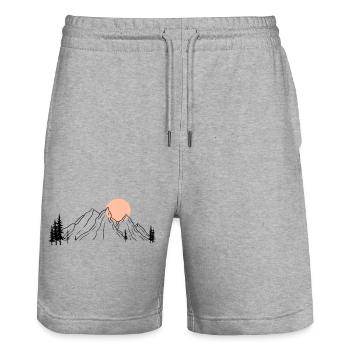 Sunlit Mountain Silhouette - Stanley/Stella Trainer Unisex Organic Jogging Shorts - heather grey - Front - Nik (191cm) & Marisol (170cm)