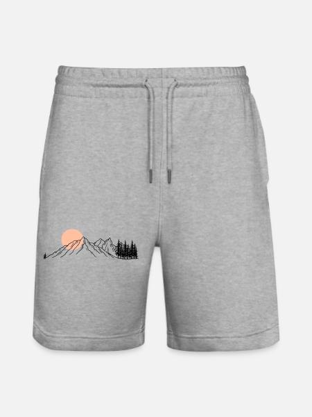 Peach Horizon Line Art - Stanley/Stella Trainer Unisex Organic Jogging Shorts - heather grey