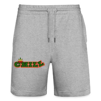 Psychedelic Chill Cannabis Wortkunst - Stanley/Stella Unisex Bio Joggingshorts Trainer  - Grau meliert - Vorne - Nik (191cm) & Marisol (170cm)