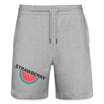 CRAZY FRUITS Collection - Stanley/Stella Trainer Unisex Organic Jogging Shorts - heather grey - Front - Nik (191cm) & Marisol (170cm)