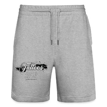 Tattoos - Stanley/Stella Trainer Unisex Organic Jogging Shorts - heather grey - Front - Nik (191cm) & Marisol (170cm)