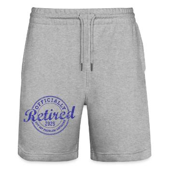 Officially Retired 2026 Not My Problem Anymore - Stanley/Stella Unisex Bio Joggingshorts Trainer  - Grau meliert - Vorne - Nik (191cm) & Marisol (170cm)
