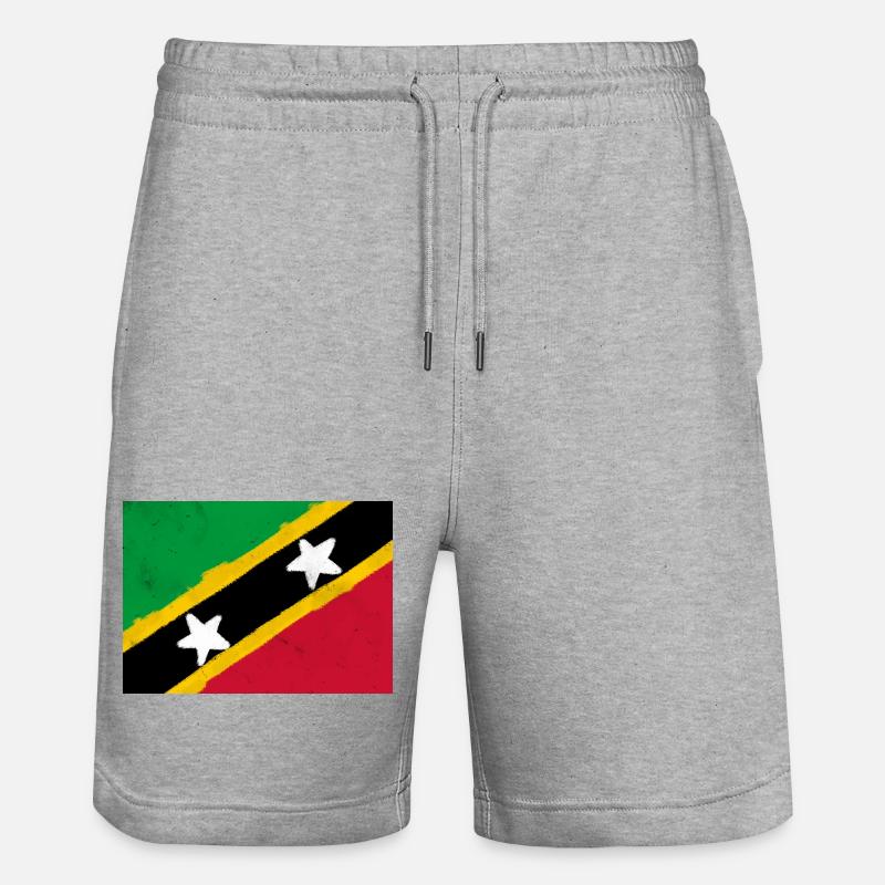 Bandera de San Cristóbal y Nieves - Pantalones cortos de deporte ecológicos unisex Trainer de Stanley/Stella - gris jaspeado