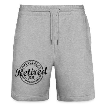 Officially Retired 2025 Not My Problem Anymore - Stanley/Stella Unisex Bio Joggingshorts Trainer  - Grau meliert - Vorne - Nik (191cm) & Marisol (170cm)
