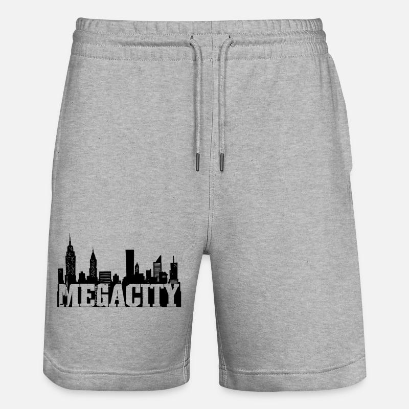 Die schwarze Megalopolis - Stanley/Stella Unisex Bio Joggingshorts Trainer  - Grau meliert