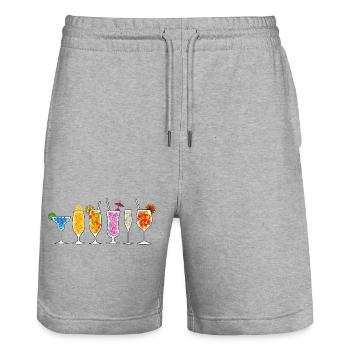 Sommer Getränke - Stanley/Stella Unisex Bio Joggingshorts Trainer  - Grau meliert - Vorne - Nik (191cm) & Marisol (170cm)