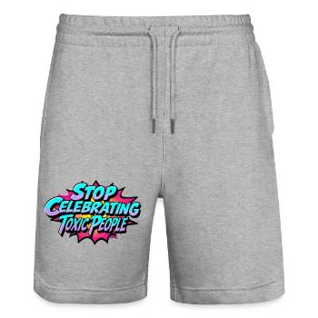 Arrêtez de célébrer les personnes toxiques - Short de jogging bio TRAINER Stanley/Stella unisexe - gris chiné - Devant - Nik (191cm) & Marisol (170cm)