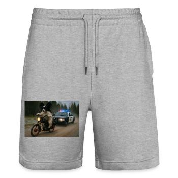 Moped von Polizeiauto gejagt - Stanley/Stella Unisex Bio Joggingshorts Trainer  - Grau meliert - Vorne - Nik (191cm) & Marisol (170cm)