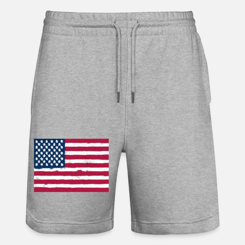 Drapeau des États-Unis - Short de jogging bio TRAINER Stanley/Stella unisexe - gris chiné