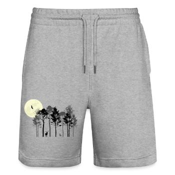 Mystic Night Forest Silhouette - Short de jogging bio TRAINER Stanley/Stella unisexe - gris chiné - Devant - Nik (191cm) & Marisol (170cm)