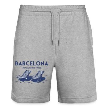 Barcelona Barceloneta Strandstühle Summer Vibes - Stanley/Stella Unisex Bio Joggingshorts Trainer  - Grau meliert - Vorne - Nik (191cm) & Marisol (170cm)