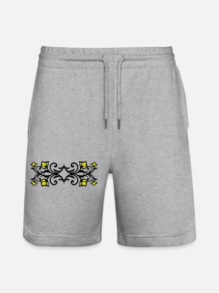 Ornament Floral Swirl - Stanley/Stella Trainer Unisex Organic Jogging Shorts - heather grey