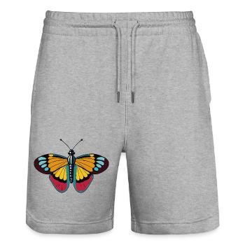Colorful artistic butterfly on clothes - Stanley/Stella Trainer Unisex Organic Jogging Shorts - heather grey - Front - Nik (191cm) & Marisol (170cm)
