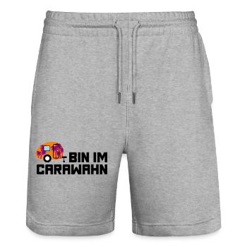Caravan Palmen Wohnwagen Urlaub Camping Camper - Stanley/Stella Unisex Bio Joggingshorts Trainer  - Grau meliert - Vorne - Nik (191cm) & Marisol (170cm)