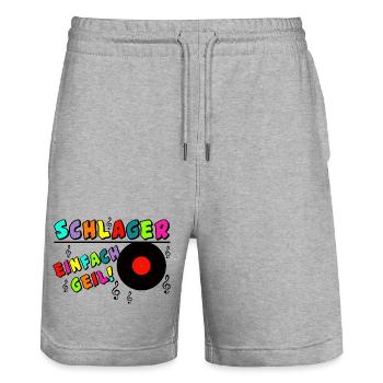 Schlager einfach geil ............................ - Stanley/Stella Unisex Bio Joggingshorts Trainer  - Grau meliert - Vorne - Nik (191cm) & Marisol (170cm)