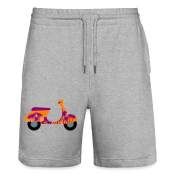 Roller Palmen Italien Urlaub Sommer Mofa Fun Fan - Stanley/Stella Unisex Bio Joggingshorts Trainer  - Grau meliert - Vorne - Nik (191cm) & Marisol (170cm)