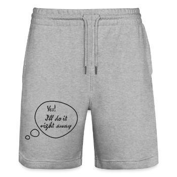Rickel's Design: I'll do it right away - Stanley/Stella Unisex Bio Joggingshorts Trainer  - Grau meliert - Vorne - Nik (191cm) & Marisol (170cm)