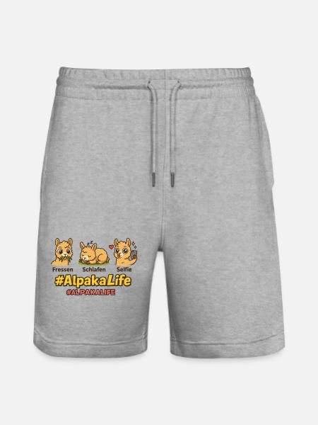 Alpaca Life: Eat, Sleep, Selfie - Stanley/Stella Trainer Unisex Organic Jogging Shorts - heather grey